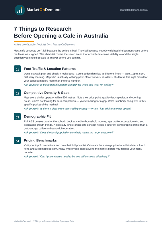 Preview of the 7 Things to Research Before Opening a Café checklist